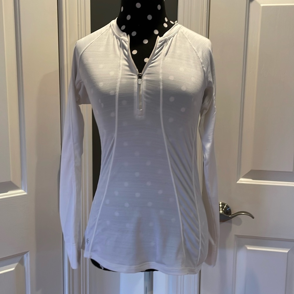 Athleta Long Sleeve White 3/4 Zip top